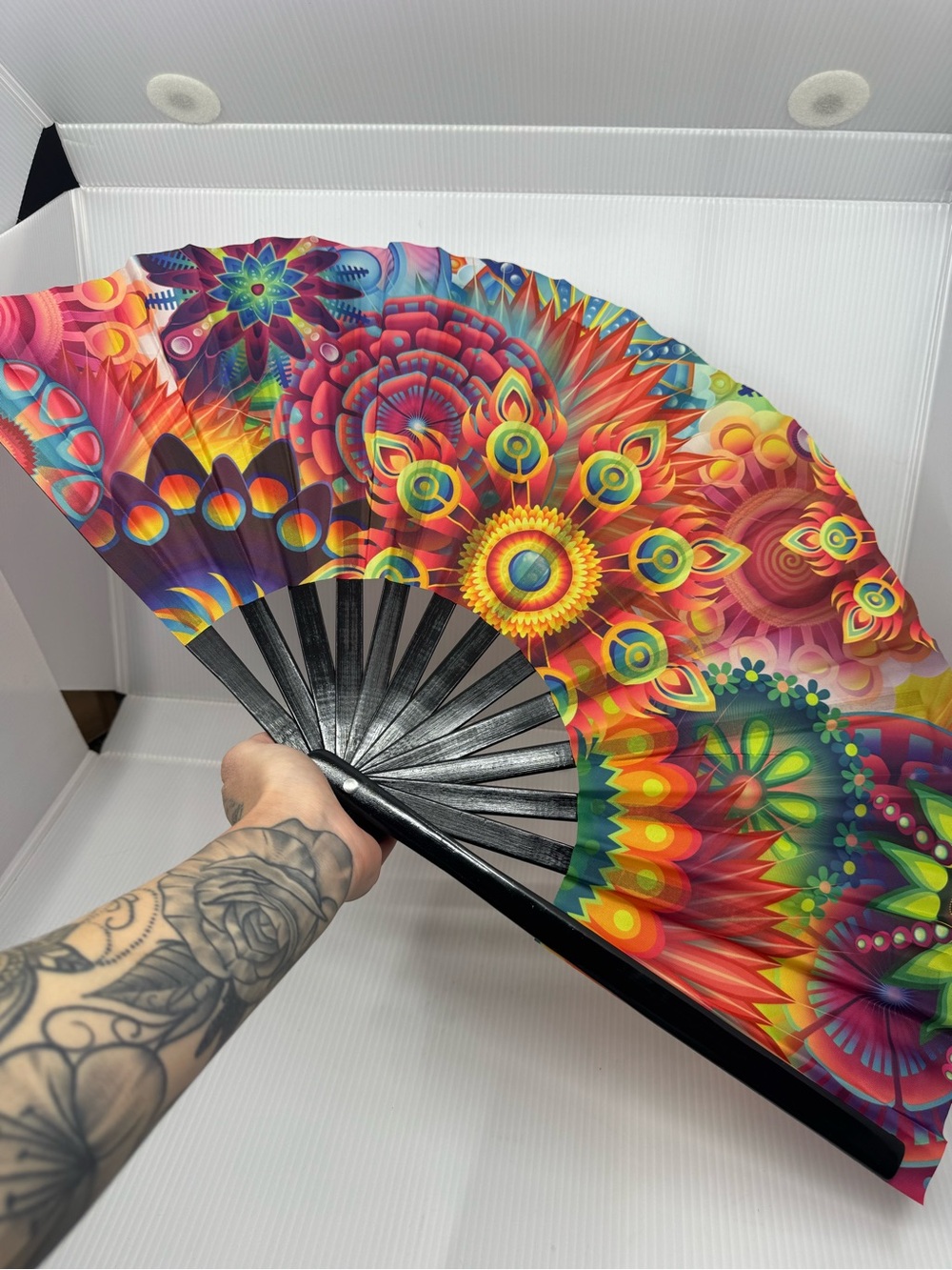 Vibrant Multicolor Folding Hand Fan